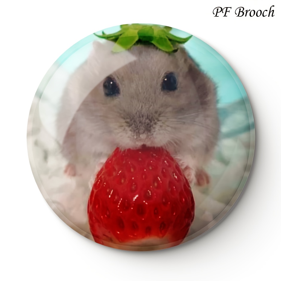 TEMU Cute Strawberry Hamster Brooch Pin - High-quality 2d Flat Design, Ideal For Jeans, Shirts, And Backpacks And Hats | Perfect Gift For Holidays,