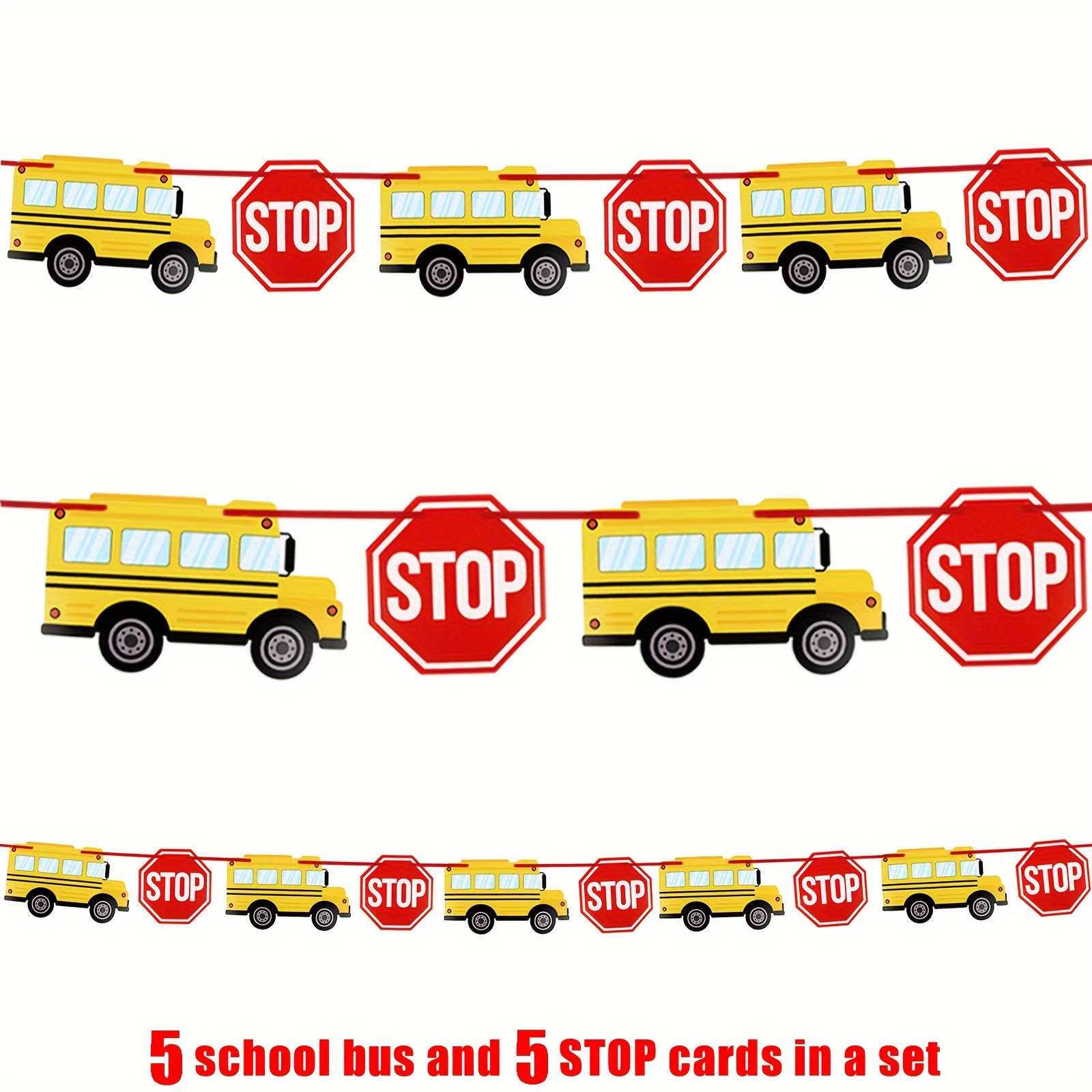 

Back To School Banner Set - 5 Paper School Bus And 5 Cutouts, Hanging Classroom Decorations, Non-electric Welcoming Party Supplies For School Year Kick-off, Outdoor Holiday Decor Without Feathers