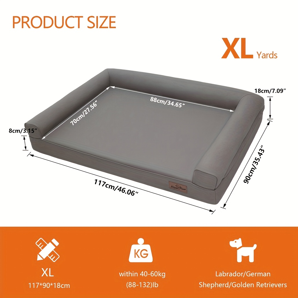 TEMU Luxurious Synthetic Leather Pet Bed, Rectangular Deep And Cat Bed, With Orthopedic Orthotic Filling, Suitable For All Breeds - Small, Medium,