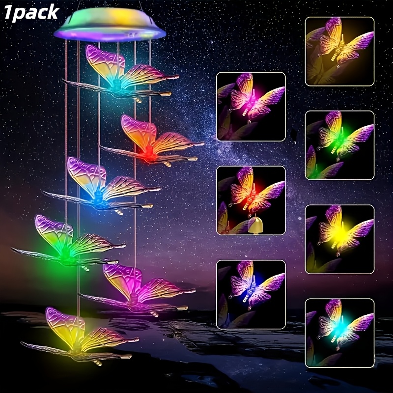 TEMU Solar Wind Chimes, Outdoor Color-changing Solar Wind Chimes, Waterproof Solar-powered Outdoor Wind Chimes, Solar Lamp Led Lampshades, Gifts For