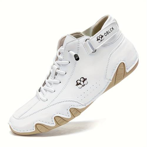 mens casual ankle boots anti slip durable shoes for hiking outdoor casual attire beige with lace rubber sole style hiking gear