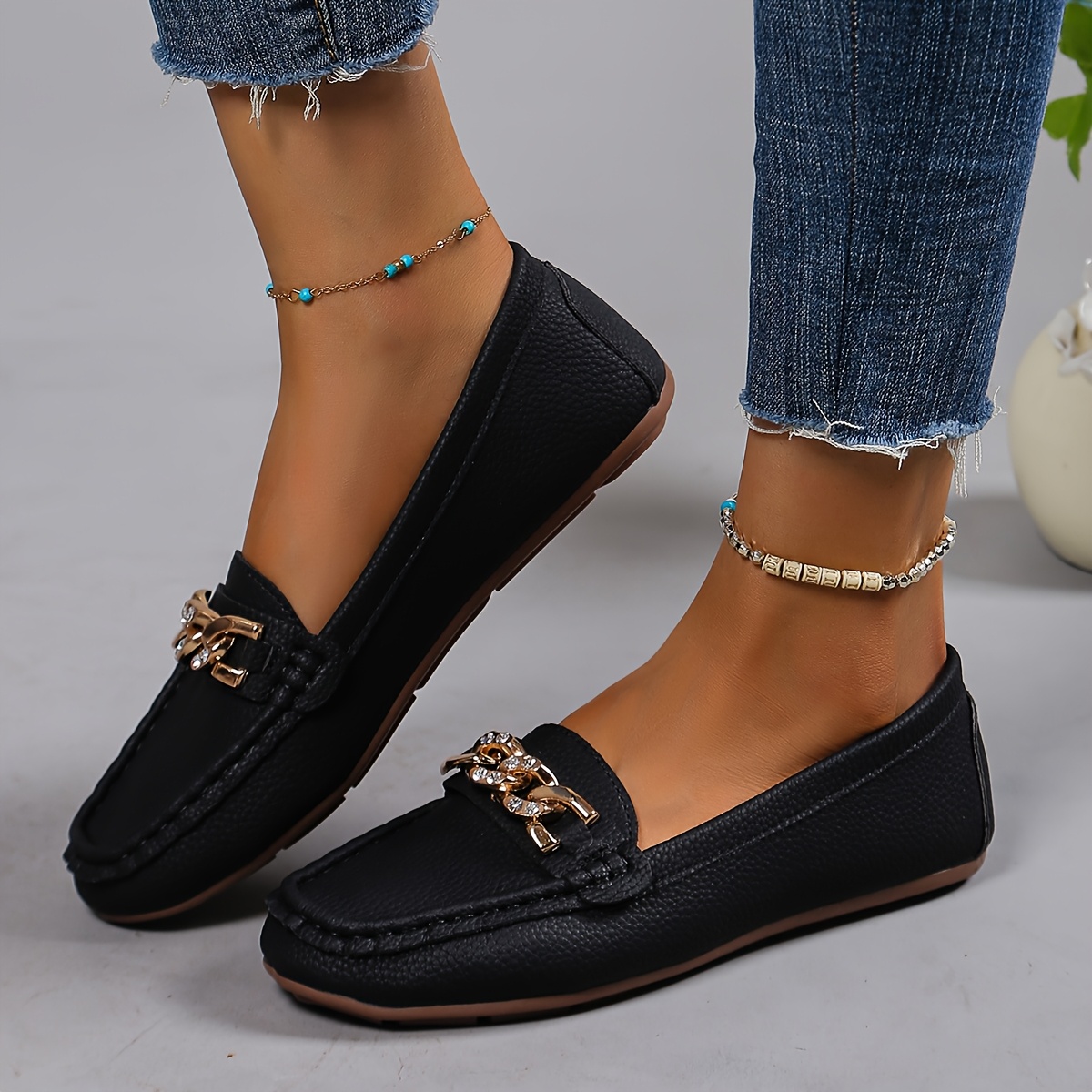 womens loafers casual slip style decorative Temu Australia