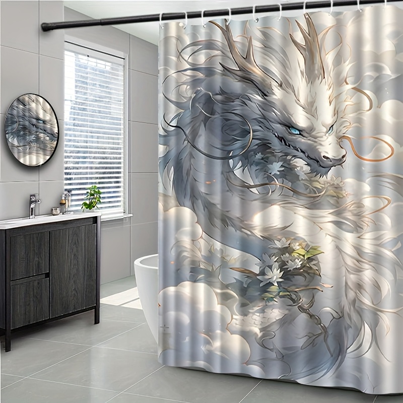 TEMU 2d Flat, Jit1pcs Beautiful Dragon Pattern 2d Curtain, Bathroom Curtain Shower Curtain, Shower Curtain Home Decoration Pattern, Compartment