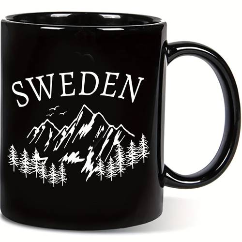 1pc minimalist sweden mountain pattern mug ceramic 11oz large capacity office coffee shop gifts festival giveaways easy to cup