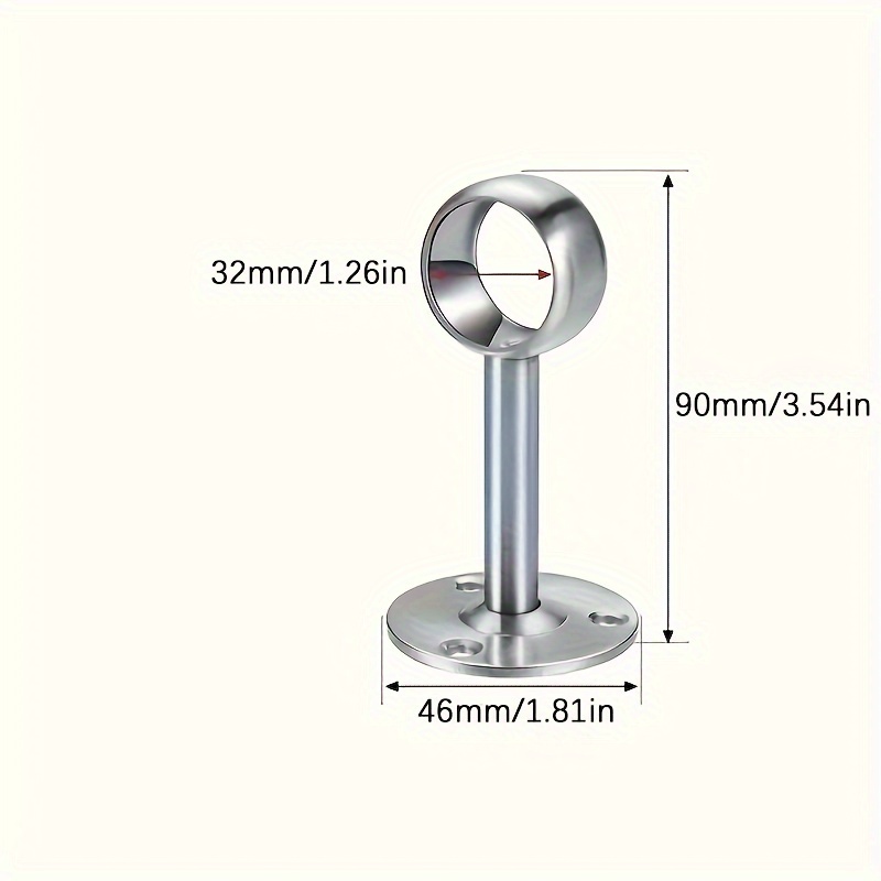 TEMU 2pcs Ceiling Mounted Curtain Rod Bracket, Stainless Steel Shower Curtain Rod Bracket, Cabinet Hanging Rod Flange Socket, Cabinet Bracket High