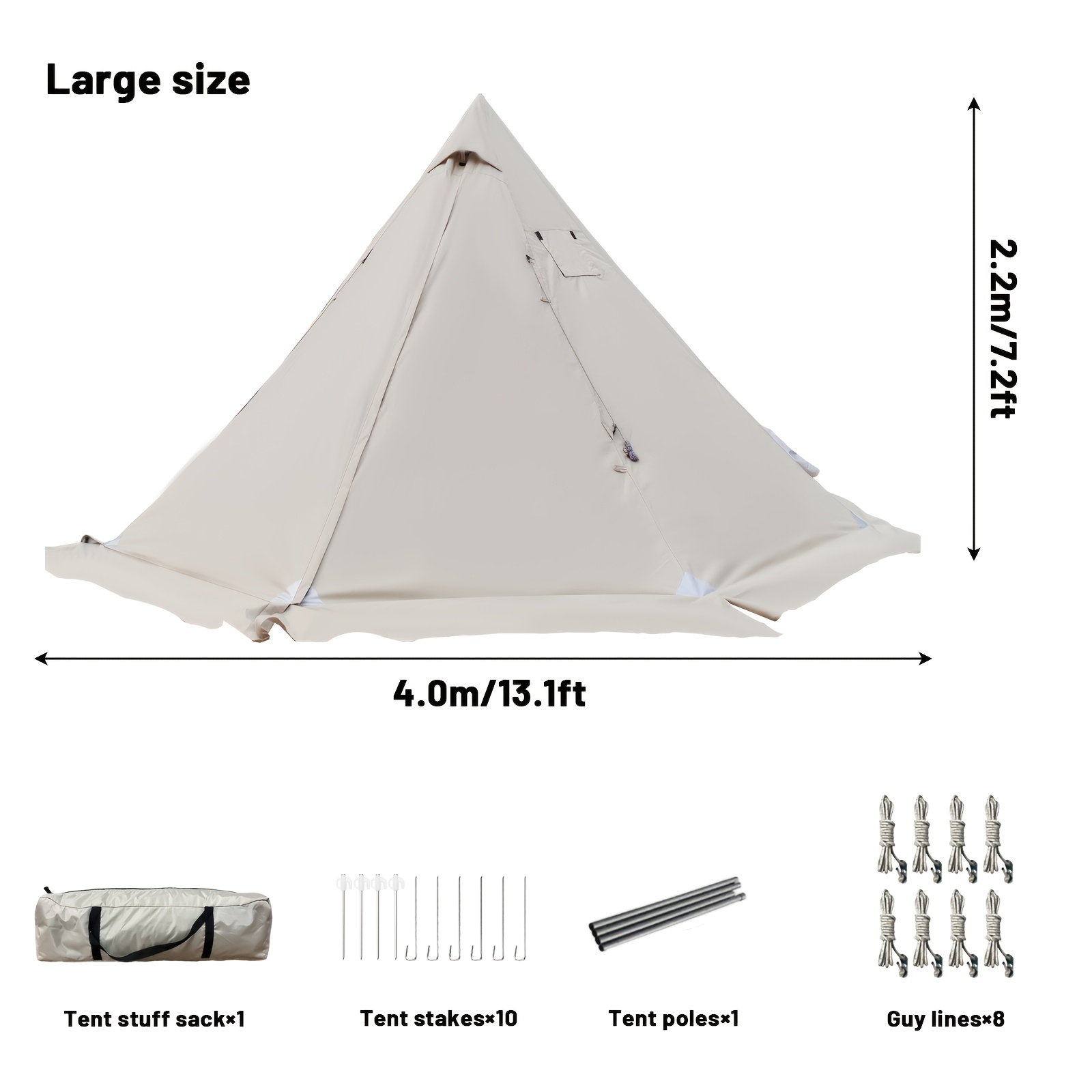 Image of Pakicetus Hot Camping Tent - Ultralight 5.-7.21ft With Chimney Mouth And Snow Skirt For 1-2 Adults For Family Hiking Fishing, Hunting Backpacking Camping