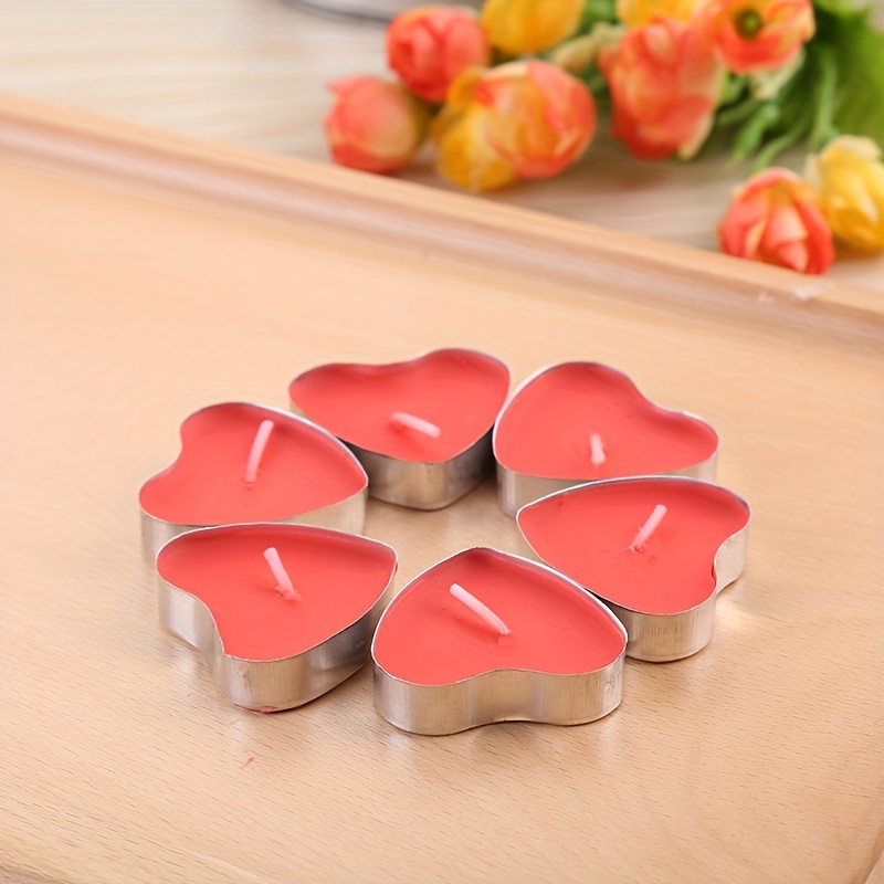 12/50/150/300pcs Red Heart-Shaped Candles - Single-Wick, Short Burn Time (1-4 Hours), Ideal for Valentine'S Day, Christmas, Halloween, Hanukkah, Thanksgiving, Ramadan - Indoor Use, Holder Decor