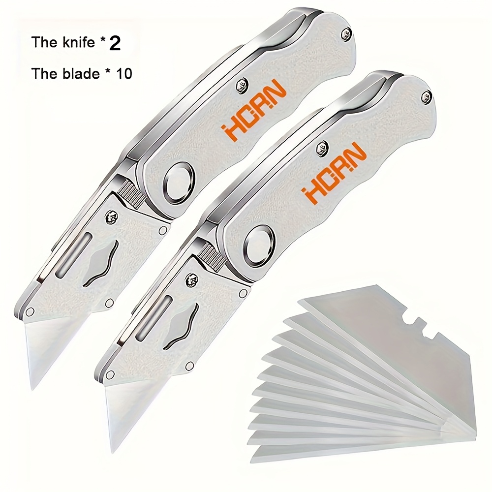 TEMU 2pcs Multifunction, Portable Pocket Knife, Electrician Utility Knife, With 10pcs, Paper Cutter Diy Hand Tools, Utility Knife, Outdoor Multifunctional High- Wallpaper Cutting, De
