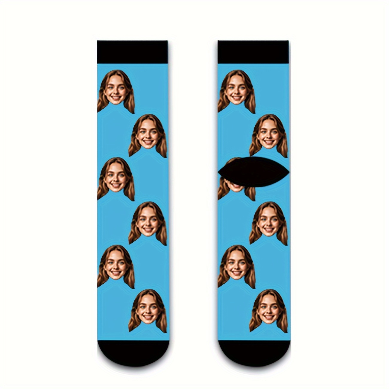 TEMU 1 Pair Of Personalized Face Men's Mid-calf Socks With Custom , Stylish Custom-image Socks For Guys And Beautiful Girls/couples, Fun Custom-image