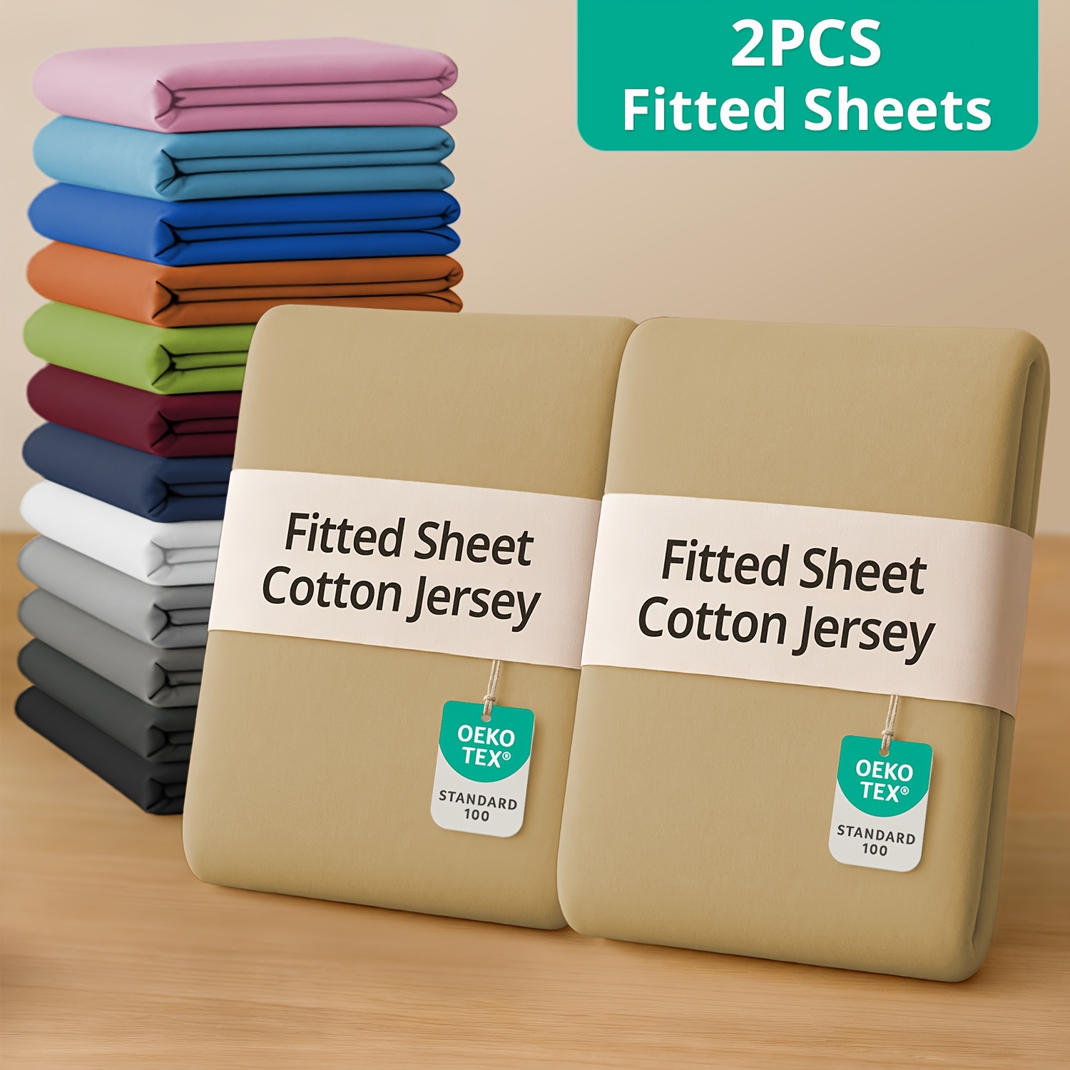 Image of 2pcs Bamboo Cotton Fitted Sheet, Children Fitted Sheet, Soft Mattress Cover, Breathable Bed Sheet Set, Machine Washable Bed Linen For Bedroom, & School Random Color