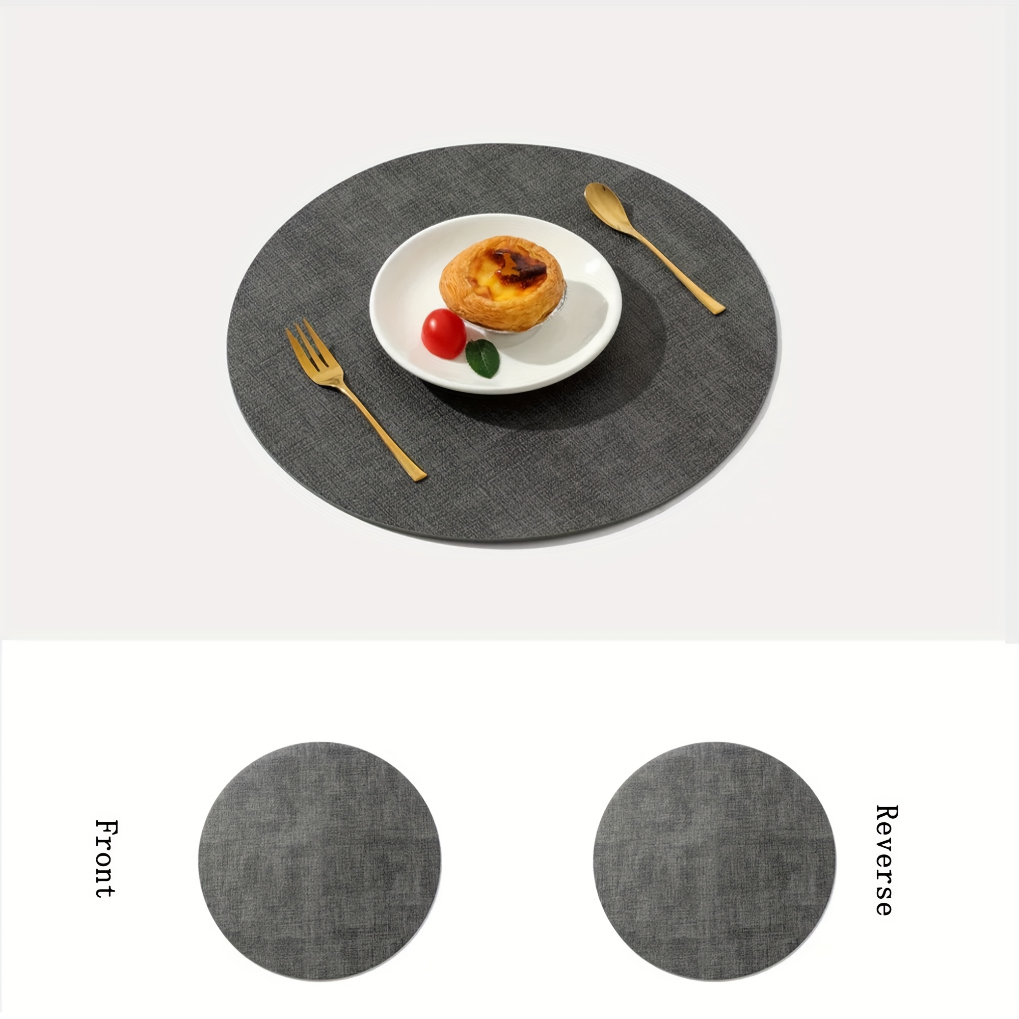 4pcs Set (4pcs Placemats + 4pcs Coasters) Round Faux Leather Table Mats, Washable Heat-resistant Dining Table Pads For Home Use, Decorative Tablecloth Suitable For Family Gatherings And Restaurants