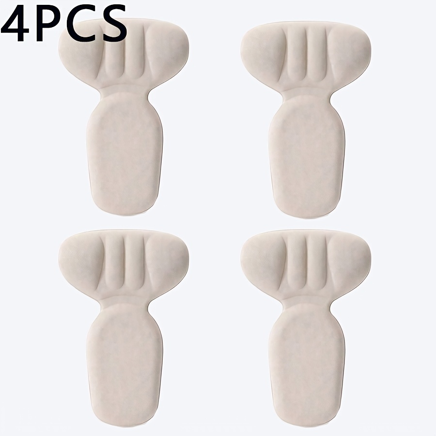 4pcs Women's T-shaped Sponge Soft Heel Pads, Self-adhesive Adjustable Half-size Pads For High Heels
