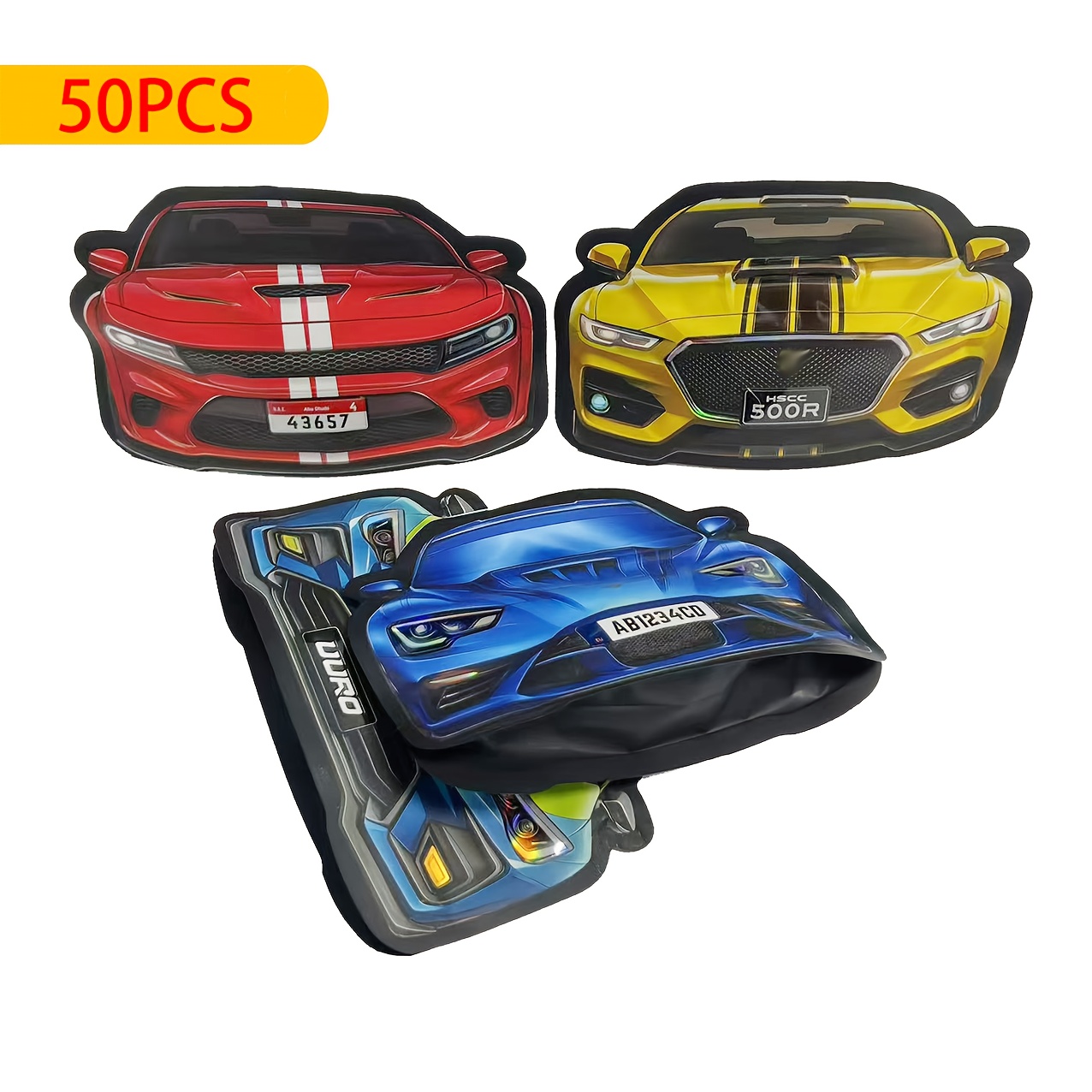 TEMU 50 Colorful Holographic Bags Designed In Unique Car Shapes, Measuring 13x9.2cm - Are Smell-proof, Resealable Pouches Made From Reusable Plastic,