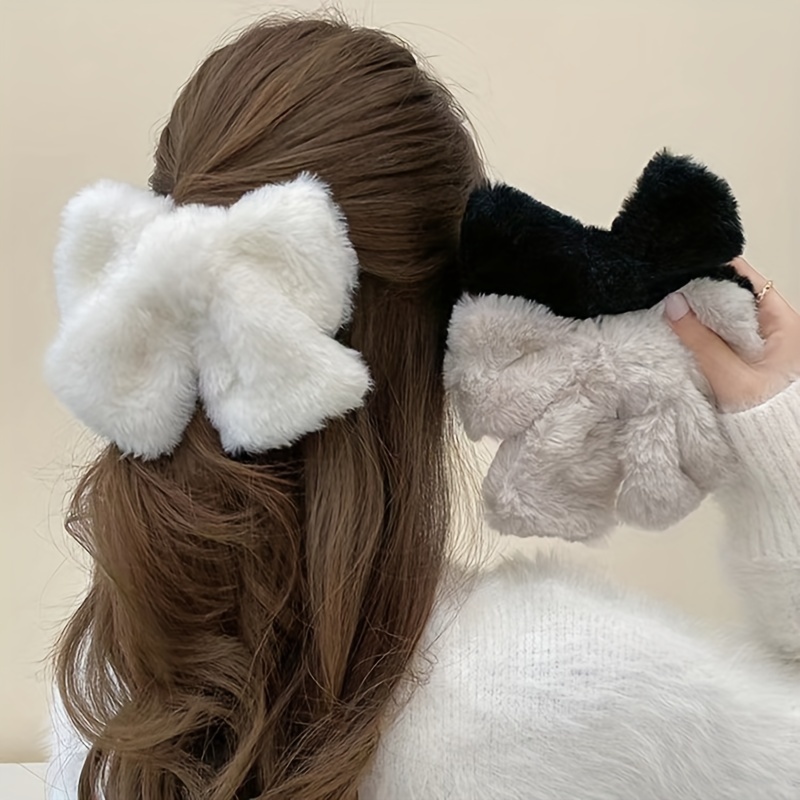 TEMU 3pcs Plush Hair Clip Velvet Back Hair Ponytail Hair Clip Women' And Hair Accessories