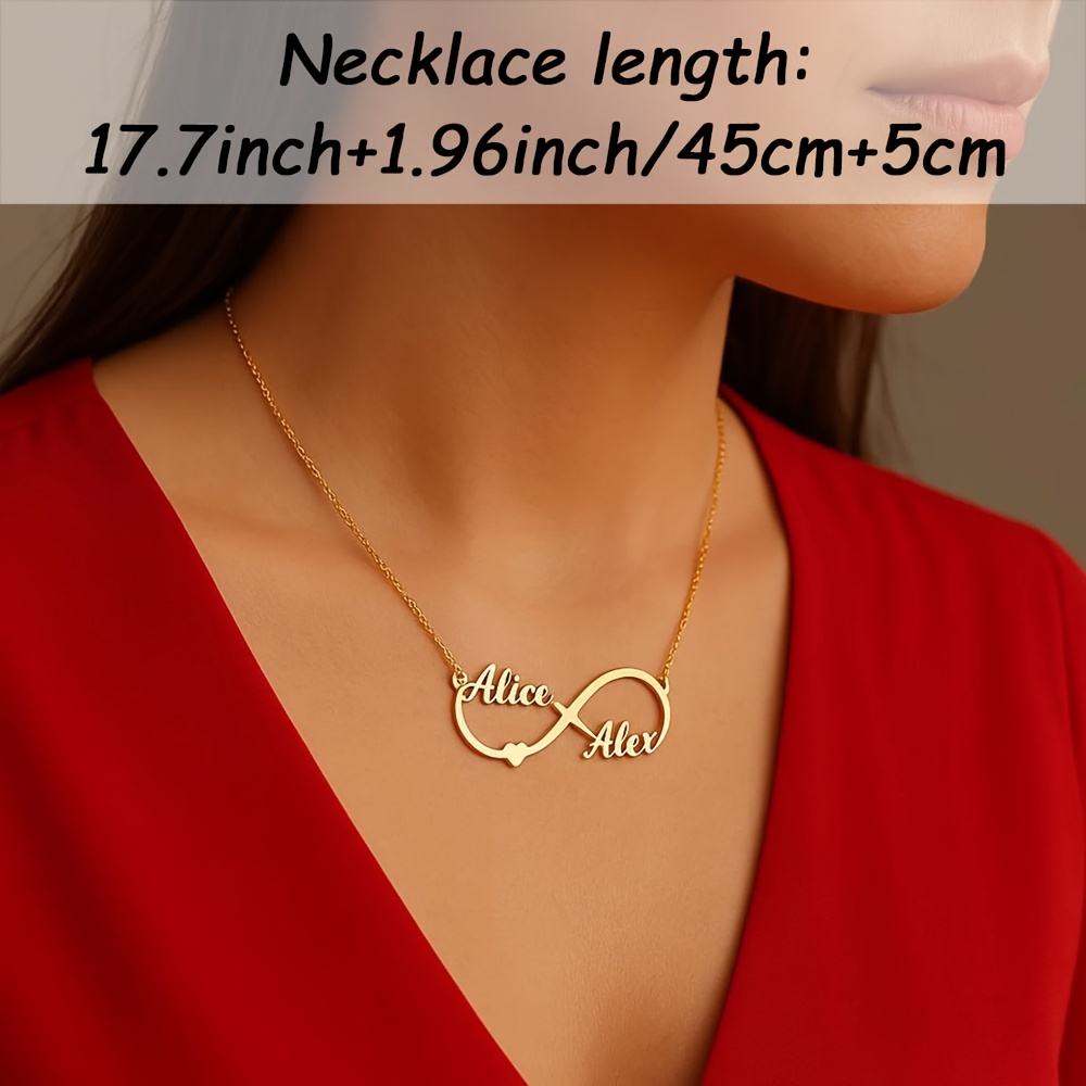 Couple's Heart-Shaped Personalized Name Necklace, 18K Gold Plated