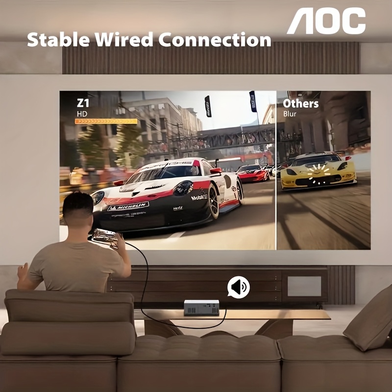 Aoc Преносим Мини Проектор | Поддържа 1080P Видео, Съвместим с Ios, Android, Windows, Ps4, Usb, SD Карта/HD TV/AV, Подобрява Изживяването при Филми, Телевизия, Игри, Подходящ за Семейни Събирания, Офис Проекции, Подаръци за Рожден Ден