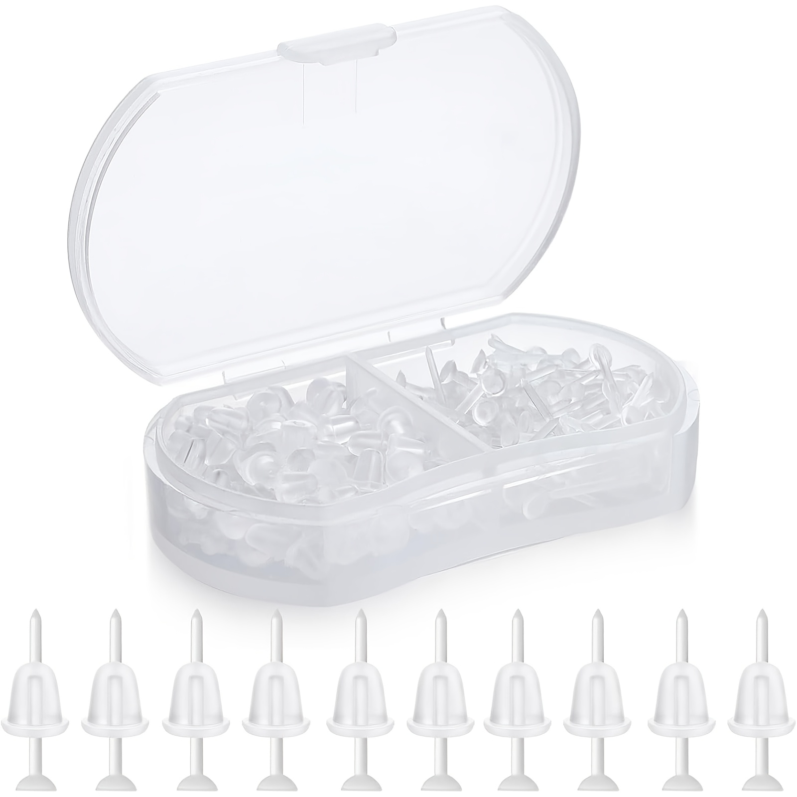 2d Flat, Plastic Earrings, 200pcs Clear Earrings For Sports, Clear Plastic Post Earring Studs For Sports, Flat Earrings Rubber Earrings Clear Earrings For Diy Earring Findings