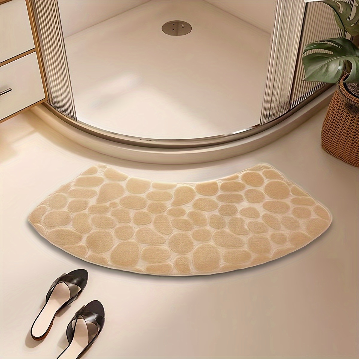 TEMU 1pc Pebble Bathroom Mat, Absorbent & Quick-dryingkitchen Floor Carpet, Non-slip & Super Soft Entry Doorwayfloor Rug, For Bathroom Bedroom Room,