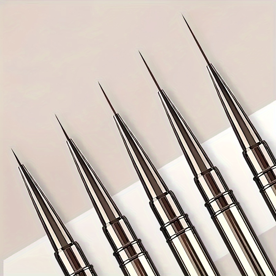 

5pcs Art Brushes For Gel Polish, Painting Drawing Set Cap Metal , 6/9/12/15/18mm