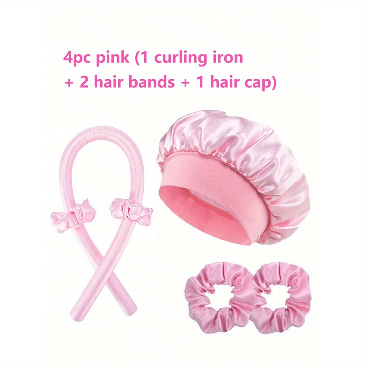 1 Set Of Sleep Hair Care Tool Set, Curling Rod Cap, Curling Rod Hair Tie, Lazy Curling Rod Satin Cap Sleep Cap Hair Care Tool Women's Hair Care Cap, (1 Hair Cap + 1 Curling Rod + 2 Hair Ties)