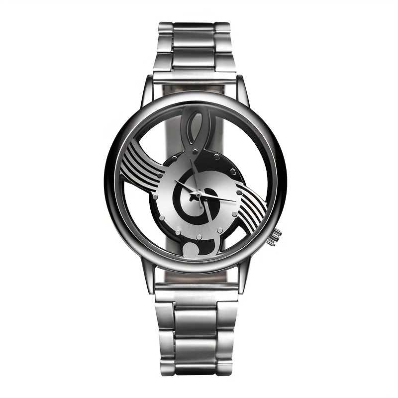 TEMU Watch Featuring A Unique Music Score Design Dial, With A Stainless And Quartz Movement For Men