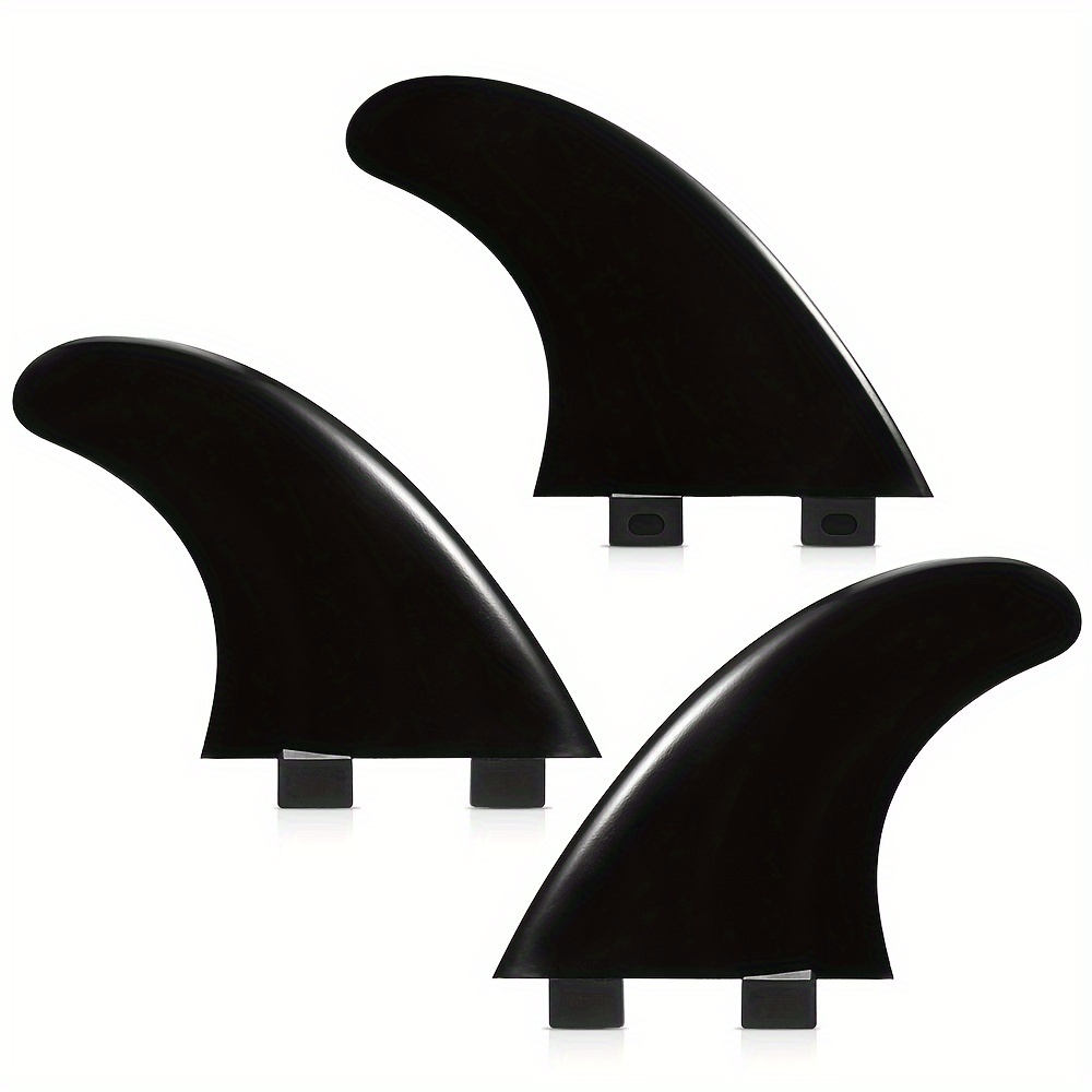 TEMU 3er-Set G5 Surfboard-Flossen - Mittlere Größe, Langlebiges Nylon, Passend für SUP & Paddleboards - Schwarz