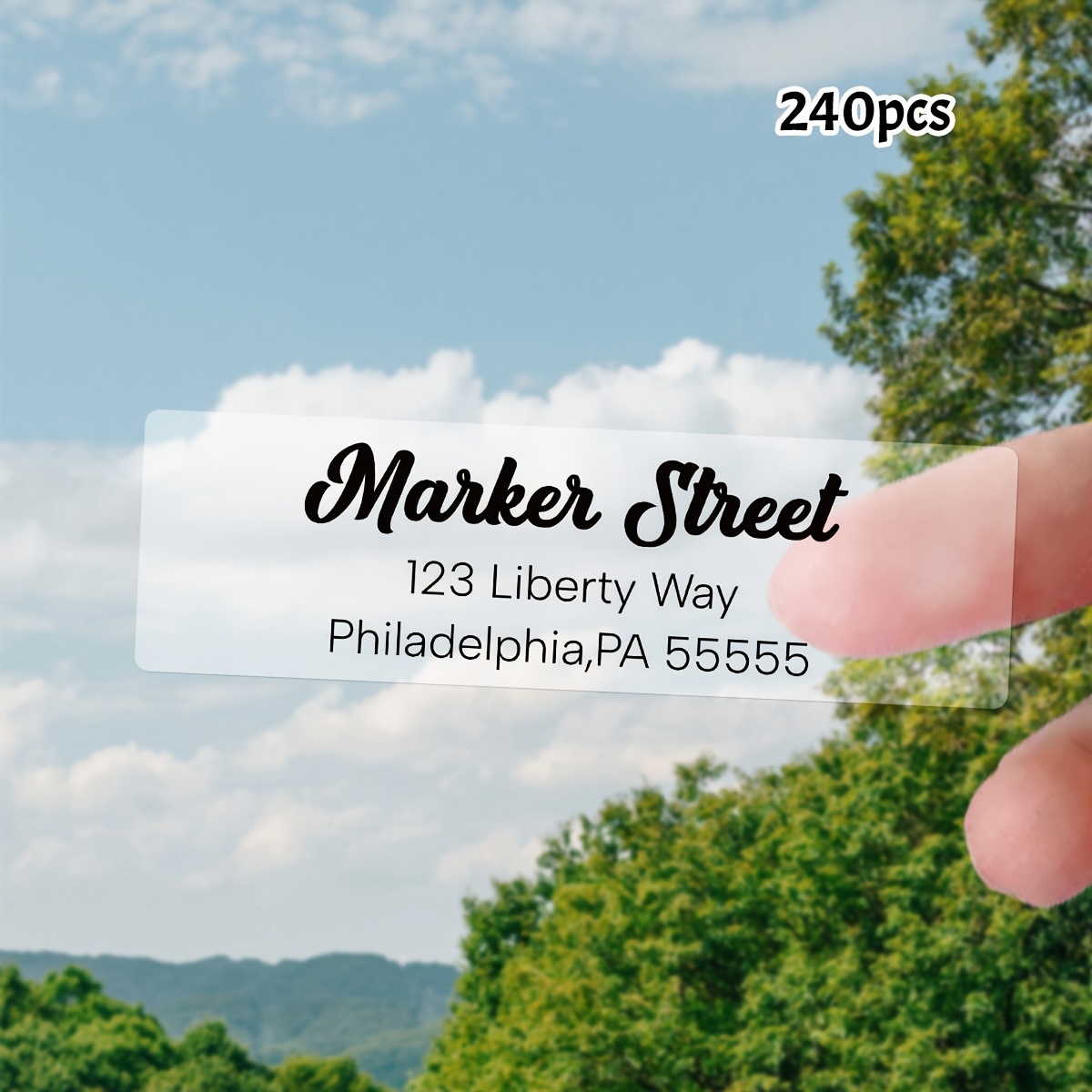 Custom Text Rectangular Transparent Address Stickers
