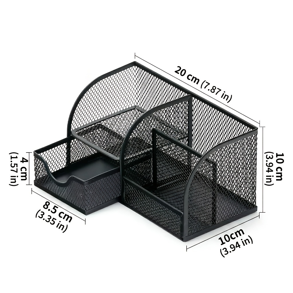 TEMU Porte-stylos métallique à tiroirs à grille simple, panier de rangement pour fournitures de bureau, porte-stylos multifonctionnel, fournitures de