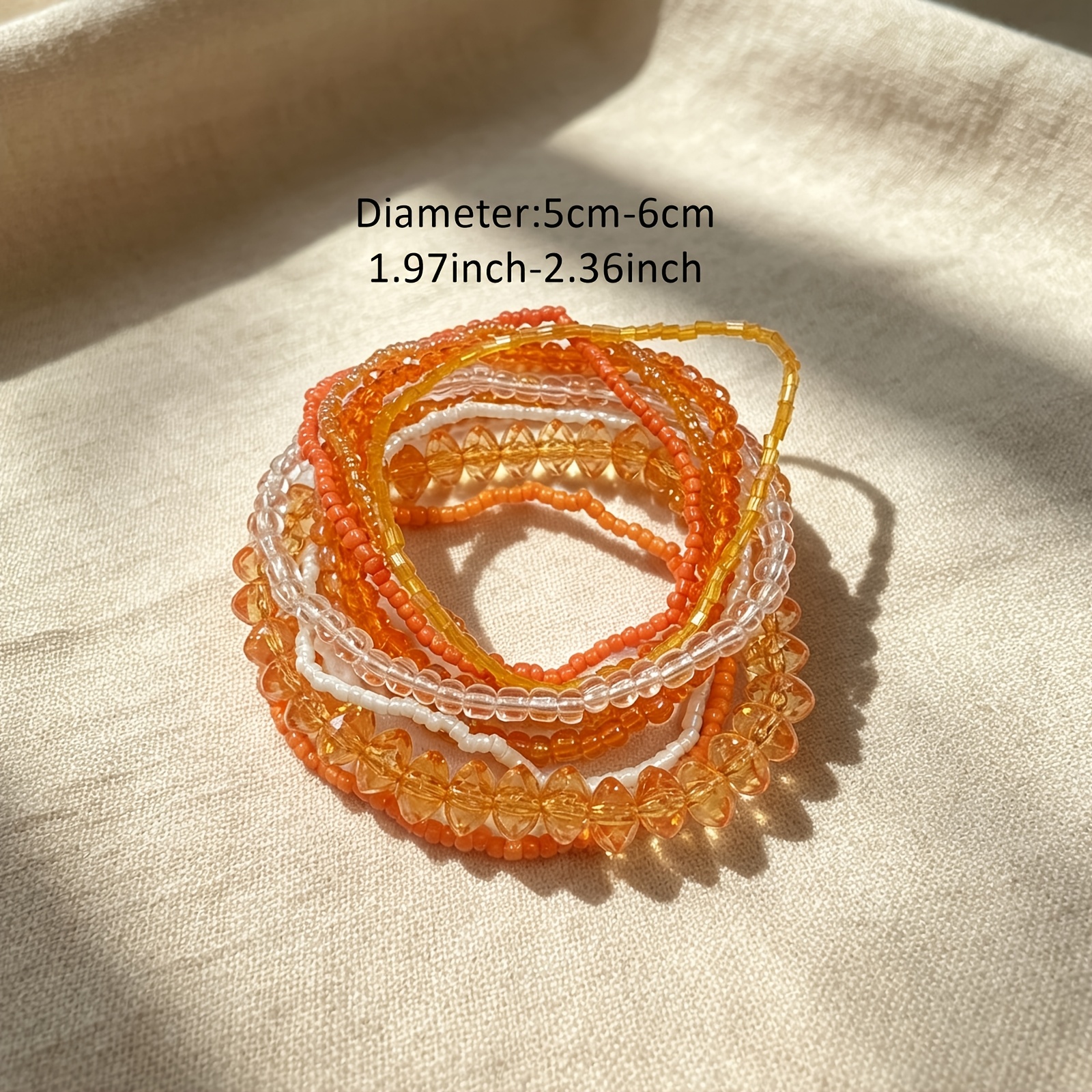 9pcs Unisex Boho Y2K Glass Bead Elastic Stackable Bracelets