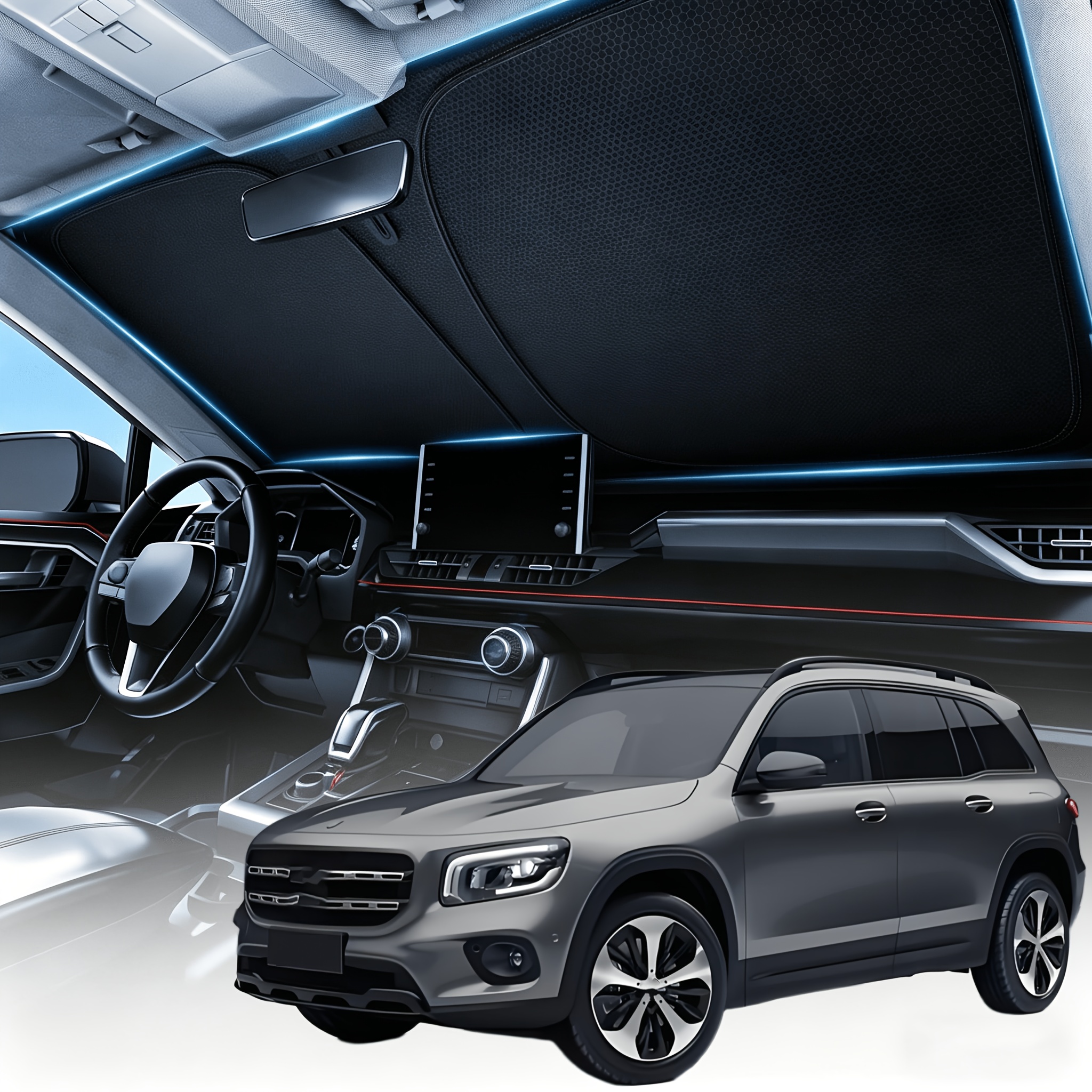 TEMU Windscreen Zonnescherm voor B S Klasse W203 204 212 GLK GLB ML GLC SLK Opvouwbaar Zonnescherm Zonwerende Bescherming Auto tegen Zonnestralen &
