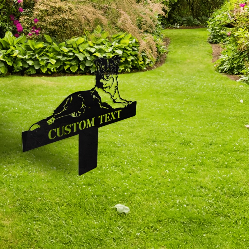 1pc Unique Border Collie Garden Fence Sign, Personalized Metal Sign, Humorous Outdoor Decoration, Durable Metal Material, No Battery Required