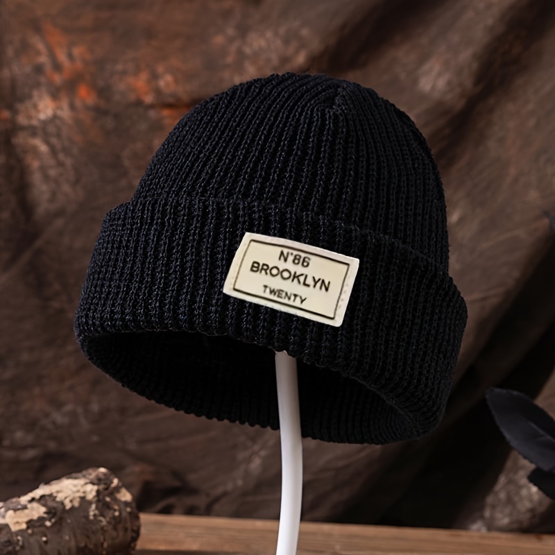 

Chapeau de ski unisexe tendance Hip-Hop confortable en maille avec patch de Brooklyn - lavable en machine, sécurité de nettoyage à sec, composition textile à 80%