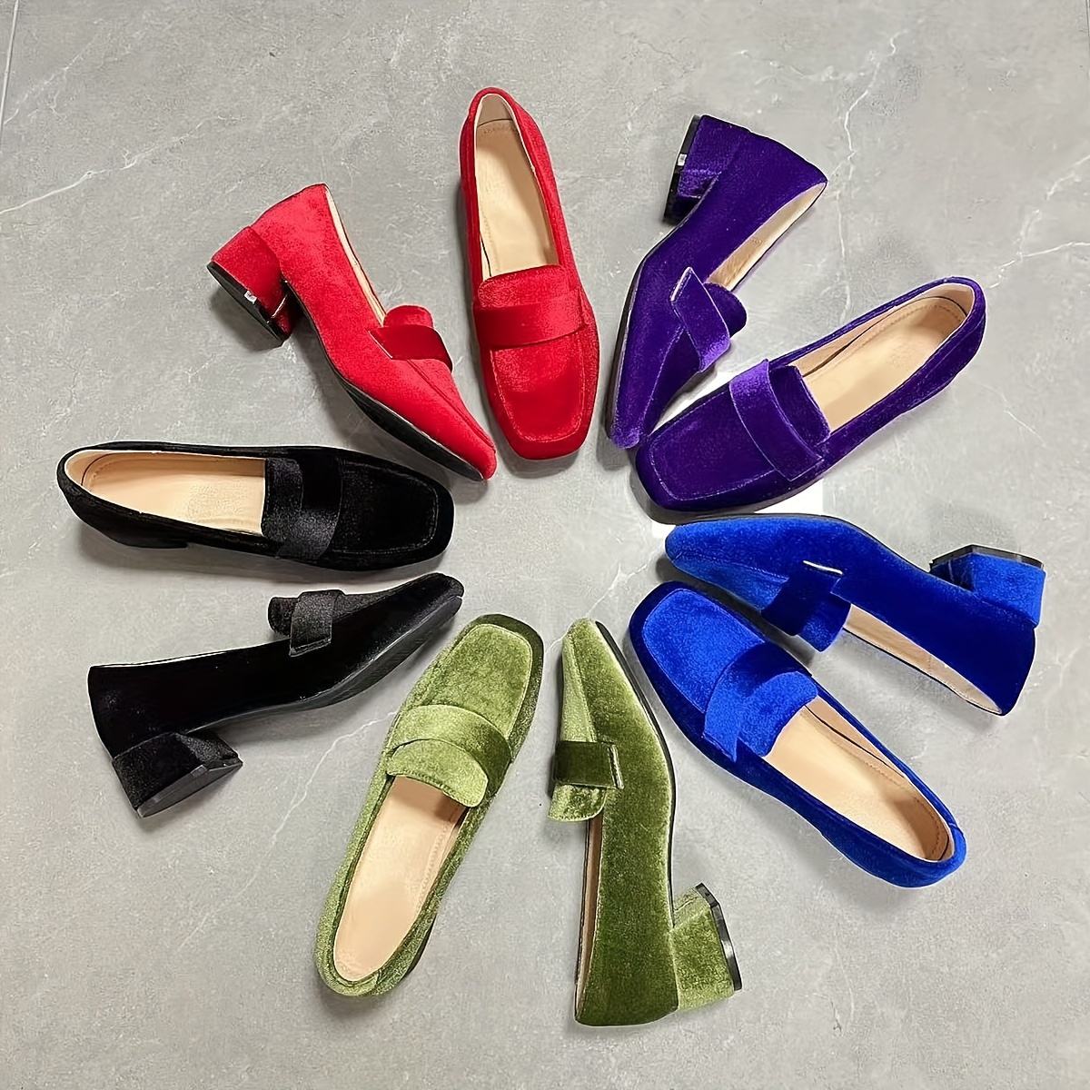 elegant womens chunky heel pumps french inspired pointed toe slip on shoes for evening casual wear korean version style 2