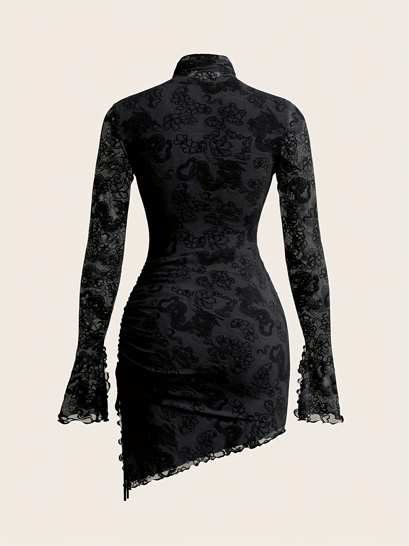 womens mesh long sleeve asymmetrical hem skirt - Temu Oman