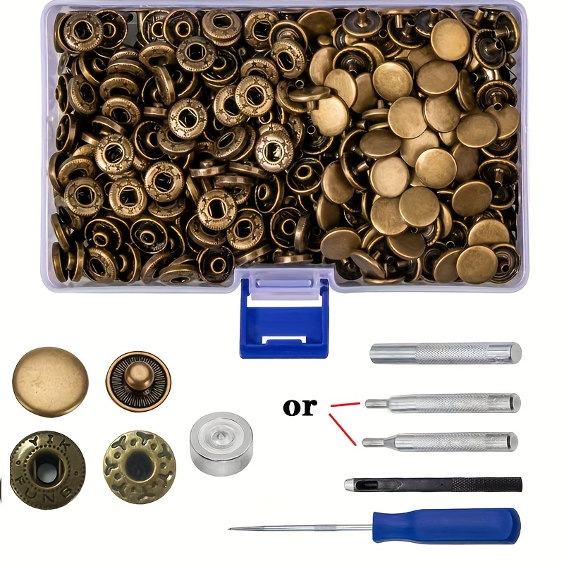 

120 de Boutons-pression pour Cuir 12,5 mm, Kit de Boutons-pression en Métal Bronze de 1/2 Pouce avec Outil d'Installation pour Vêtements