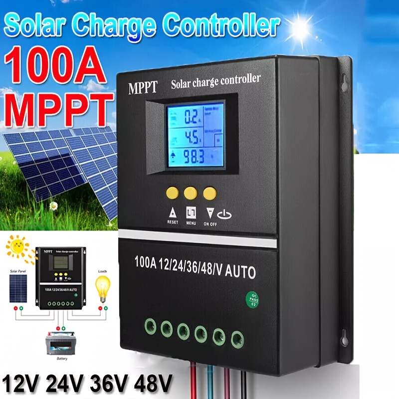 

Mppt 36v/ 48v/ 24v/ 12v Solar Charge Controller Tools 100a/ 80a/ 60a Lcd Dual Usb Lead Acid Lithium Batteries Quick Charger