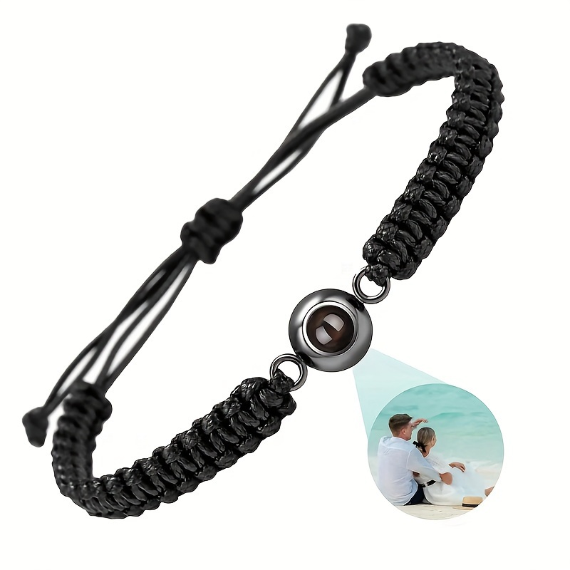 TEMU Projection Photo Bracelet For Men Custom Photo Multicolor Adjustable Bracelets Bangles Men Handmade Rope Friend Couple Birthday Christmas Gift