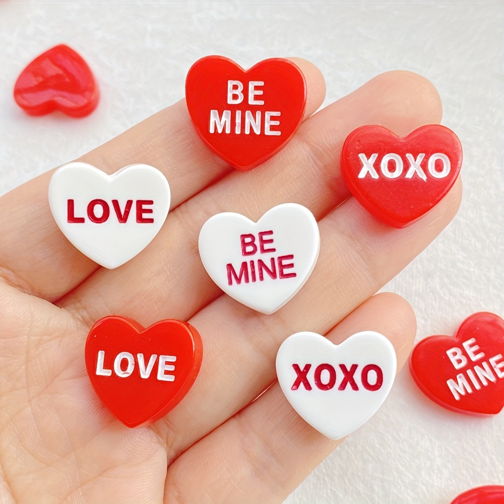 

12pcs Love-themed Art Charms - Mixed Letters Heart Shape Flat Back Resin Accessories, For Scrapbooking & Jewelry Making Crafts - Valentine's Day & Wedding - For Nail Art Enthusiasts & Crafters