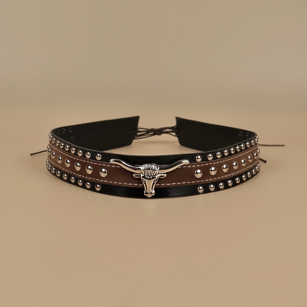 TEMU 1 pièce/2 pièces Accessoire de chapeau de cowboy vintage à tête de rivetée, avec bandeau de chapeau à corde tressée ajustable de style ranch à