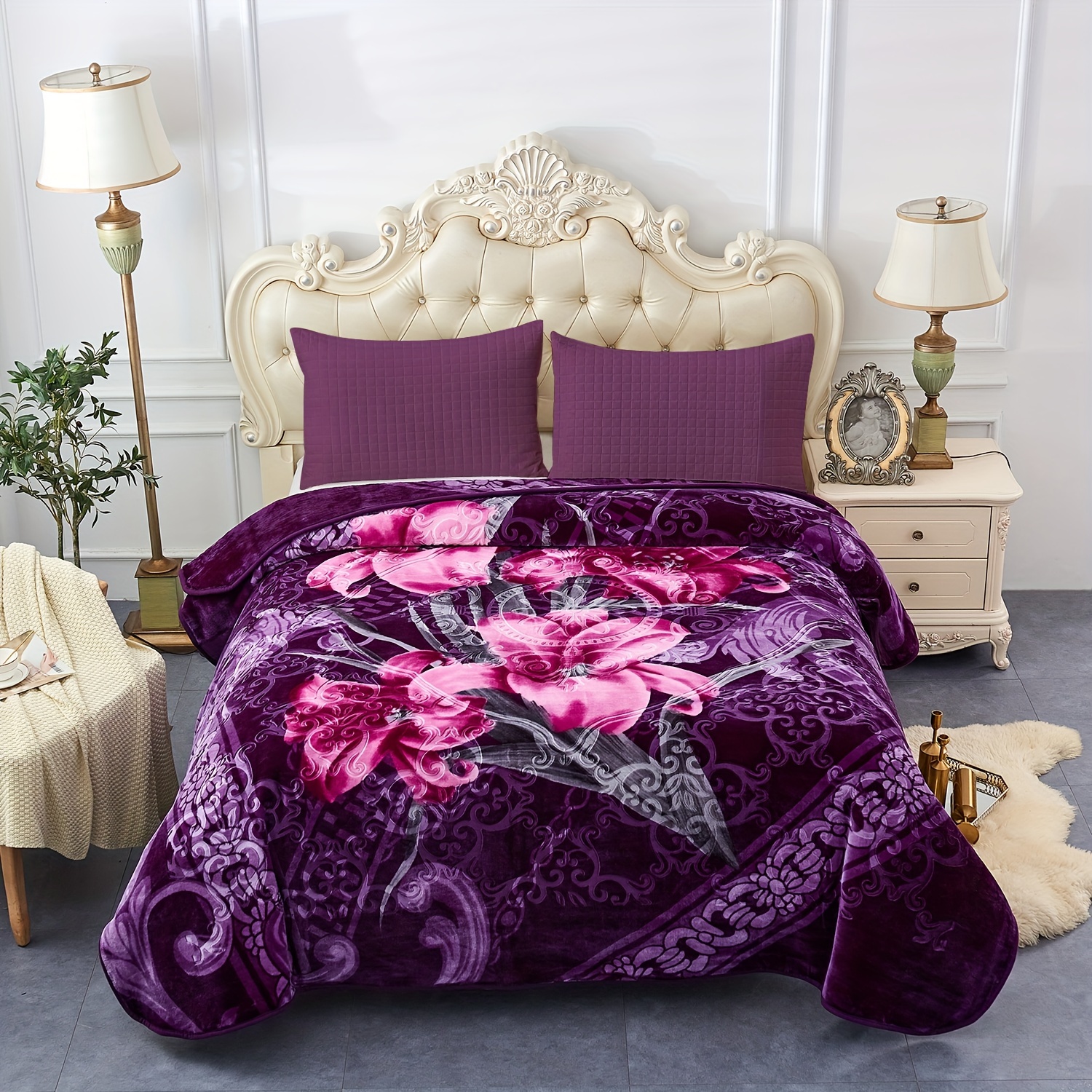 TEMU 1-ply King Size Weighted Warm Blanket - Heavyweight 9 Lbs, Reversible Bedspread Suitable For - Use, Machine Washable Soft Bed Covering, Contemporary Bedspread For King Beds