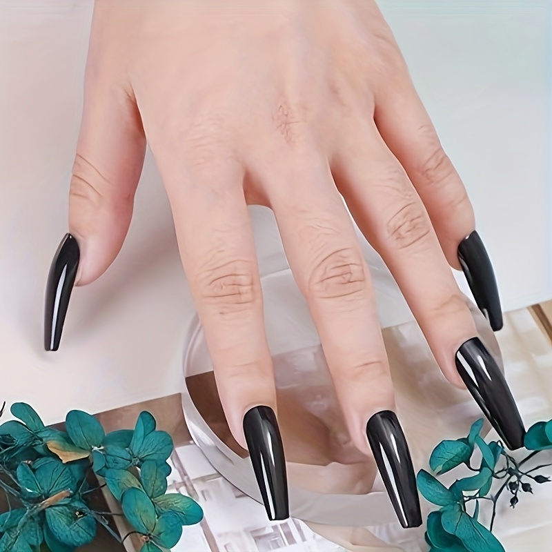 long coffin ballet press on nails solid color fake nails full cover false nails for women and girls details 3