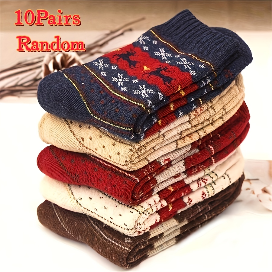 TEMU Lot aléatoire de 5/10 paires de chaussettes épaisses à motif de , chaussettes de Noël confortables et chaudes , chaussettes pour femmes