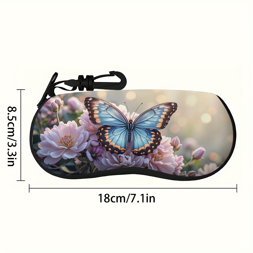 TEMU 2d Flat, 1pc & Unisex Print Zipper Eyeglass Case - 2d Flat Printing Portable Fashion Glasses Holder With Zipper Closure, Compact Case Suitable
