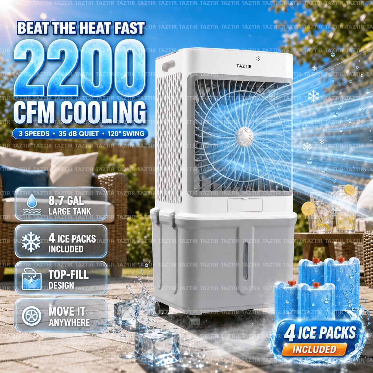 TAZTIR 2200 CFM Portable Evaporative Air Cooler, Air Conditioner... product image 2