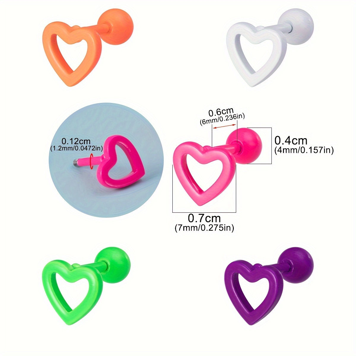Heart Cute Stud Earrings for Cartilage & Tragus