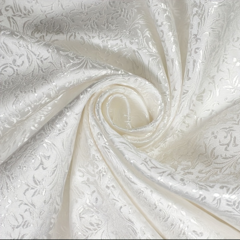 

1pc Tissu Jacquard Texturé Blanc, Tissu Jacquard Brodé, Tissu Floral Damas Pour Robes, Pour Robes Formelles, Corsets, Gilets, Tapissage, Artisanat Et de Bricolage, 175Gsm