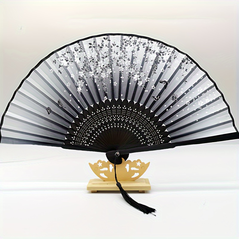 Folding Hand Fan,Silk Folding Fans, Cat 2024 Folding Fan ,,Dance Feather Fans,Chinese Folding Fan,Silk Hand Fan,Large Folding Fan