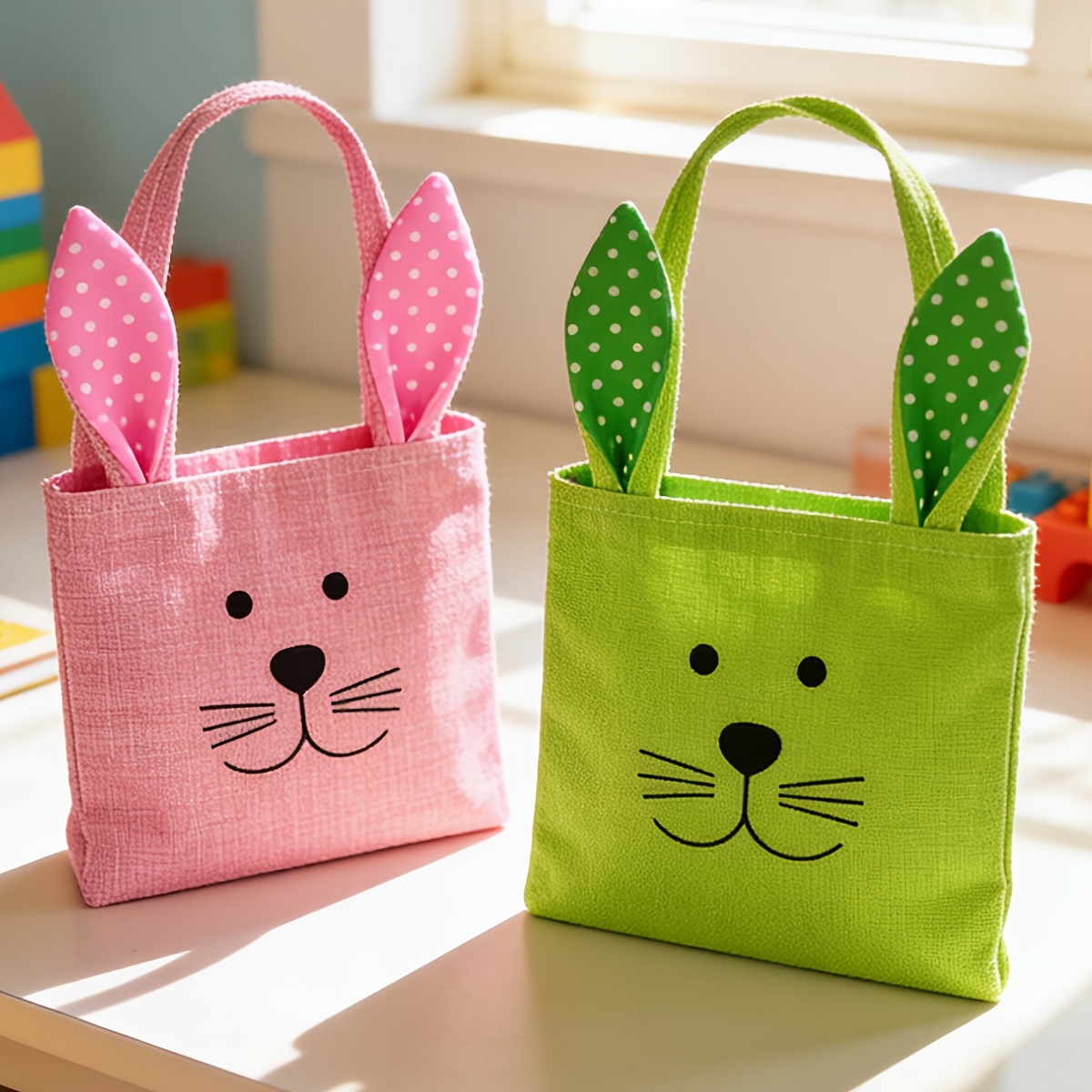 2pcs Cartoon Easter Bunny Gift Bags, Holiday Decoration Gift Bags, Easter Gift Bags
