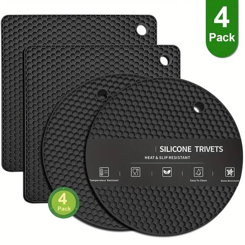 4pcs silicone heat resistant placemat table heat insulation pads multifunctional non slip pot mat kitchen heat insulation table mat coasters winter essential kitchen drain mat merry christmas for gift