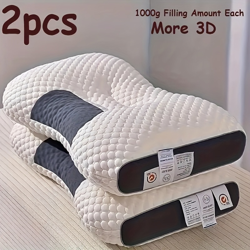 2 soft knitted neck pillows deep sleep neck support   non collapse high pillow core adjustable ergonomic orthopedic pillow high quality pillow core enhancing  